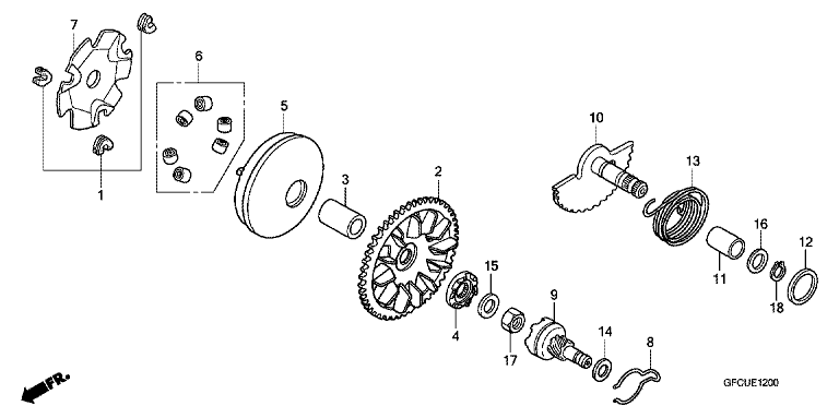 DRIVE FACE/KICK STARTER SPINDLE