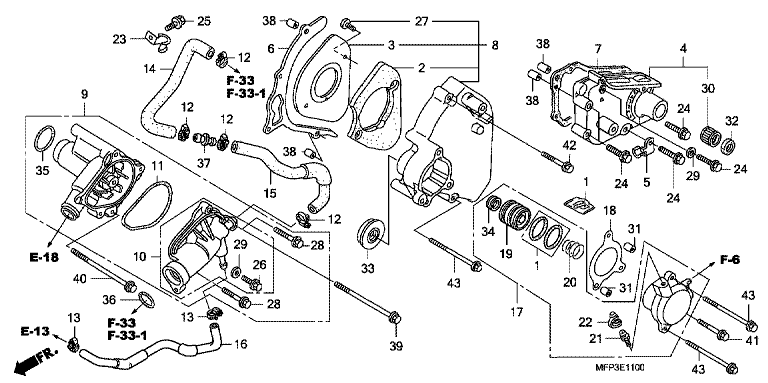 LEFT REAR COVER/WATER PUMP