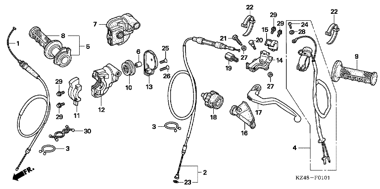 HANDLE LEVER/SWITCH/CABLE (CR125R4-7)