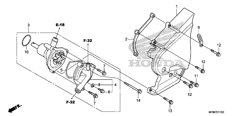 LEFT REAR COVER/WATER PUMP