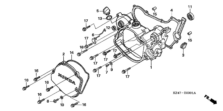 RIGHT CRANKCASE COVER (CR125R5-7)